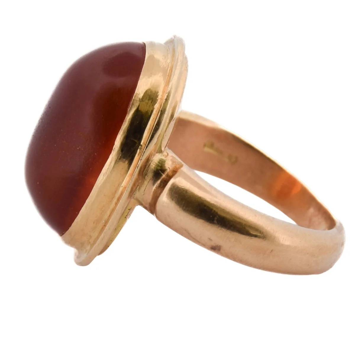 Bague Cocktail en or jaune et ambre - Image 4