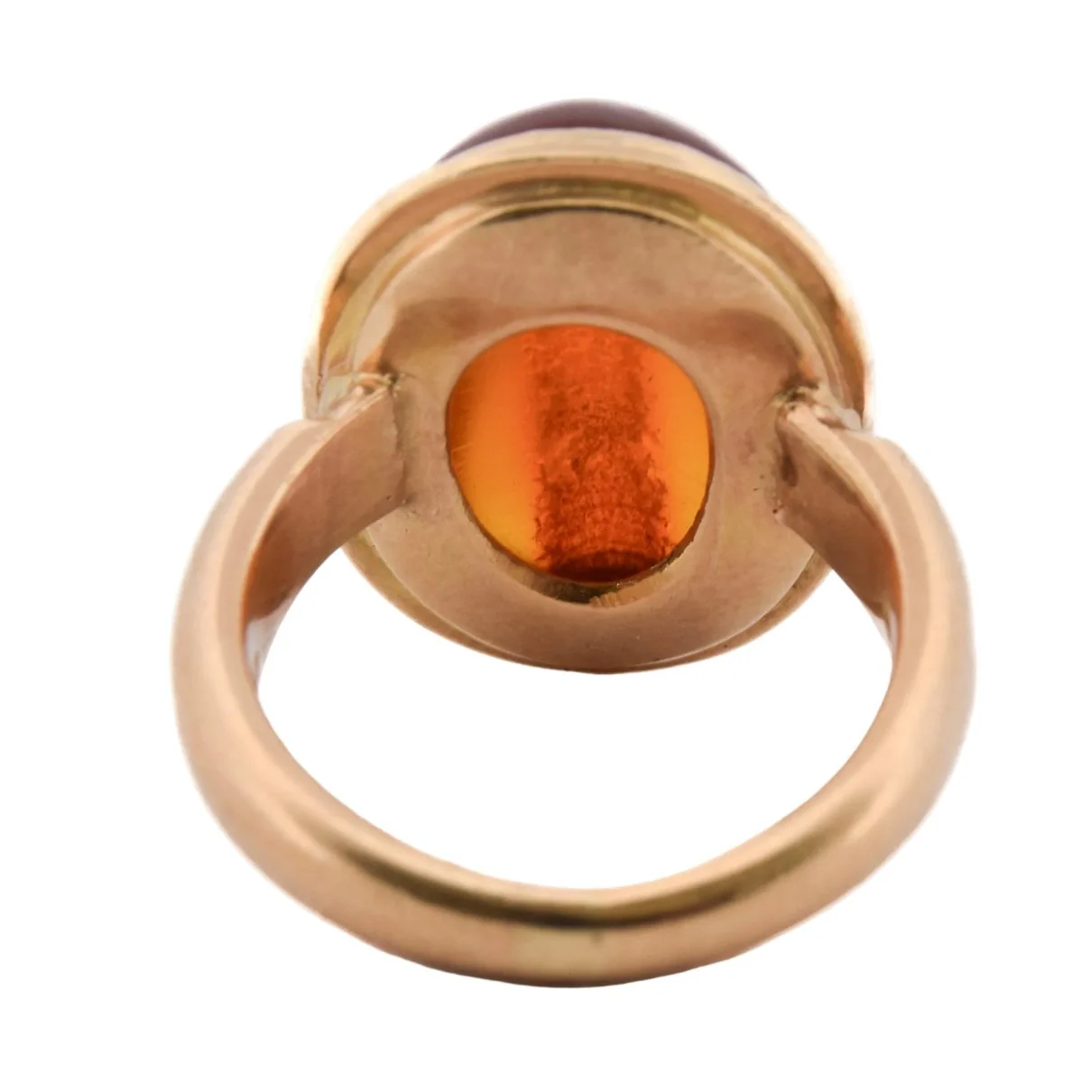 Bague Cocktail en or jaune et ambre - Image 5