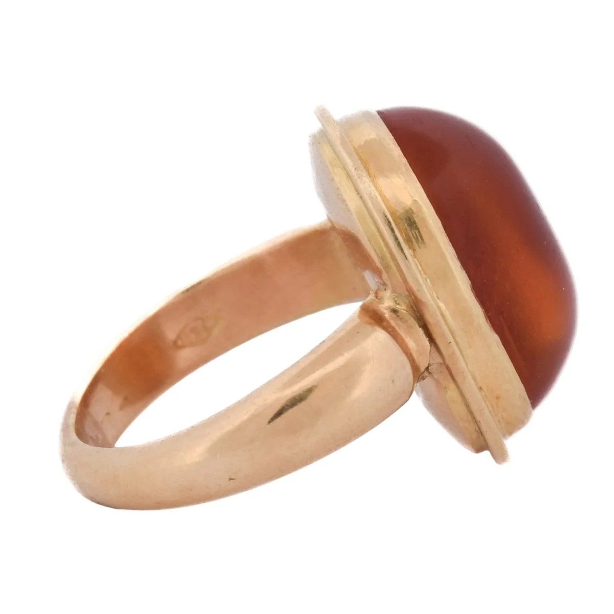 Bague Cocktail en or jaune et ambre - Image 6