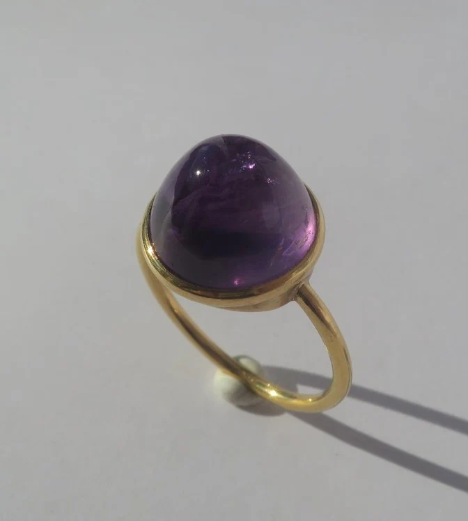 Bague Cocktail en or jaune et améthyste - Image 2