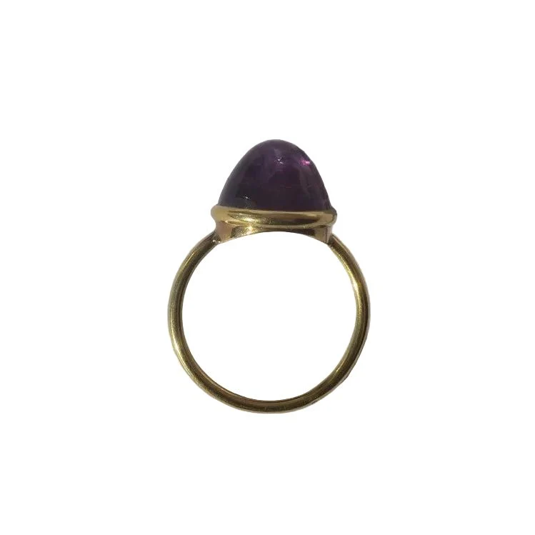 Bague Cocktail en or jaune et améthyste - Image 20