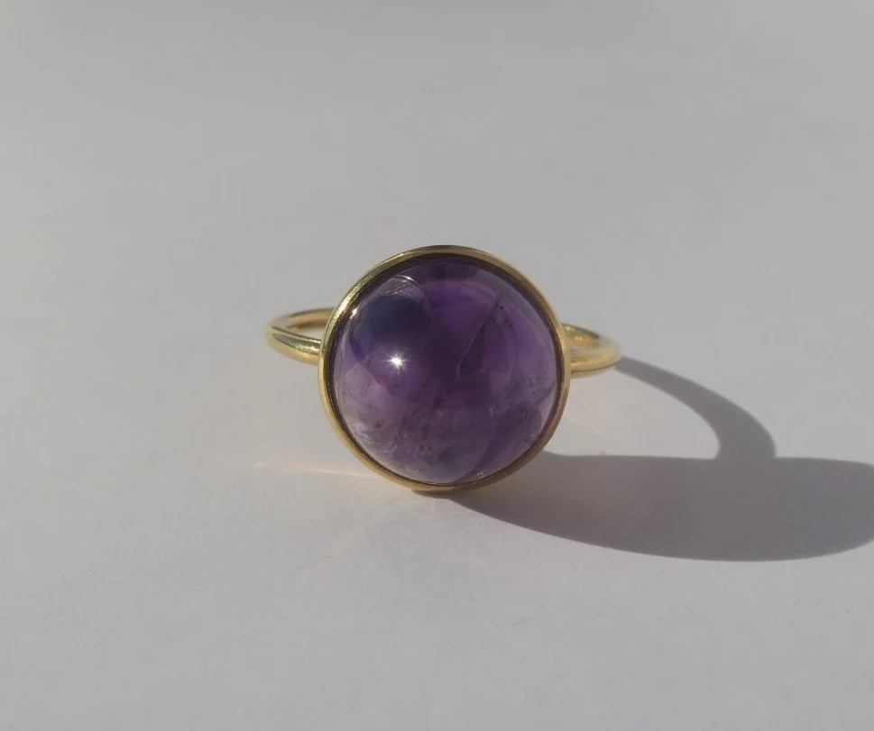 Bague Cocktail en or jaune et améthyste - Image 4