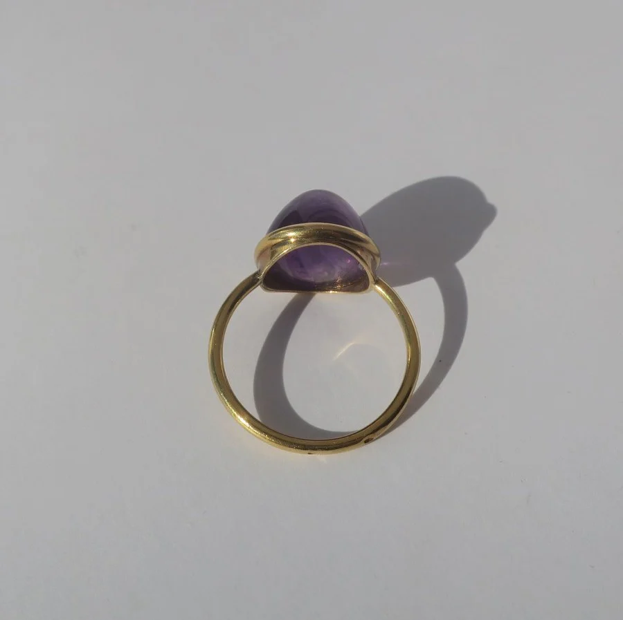 Bague Cocktail en or jaune et améthyste - Image 6