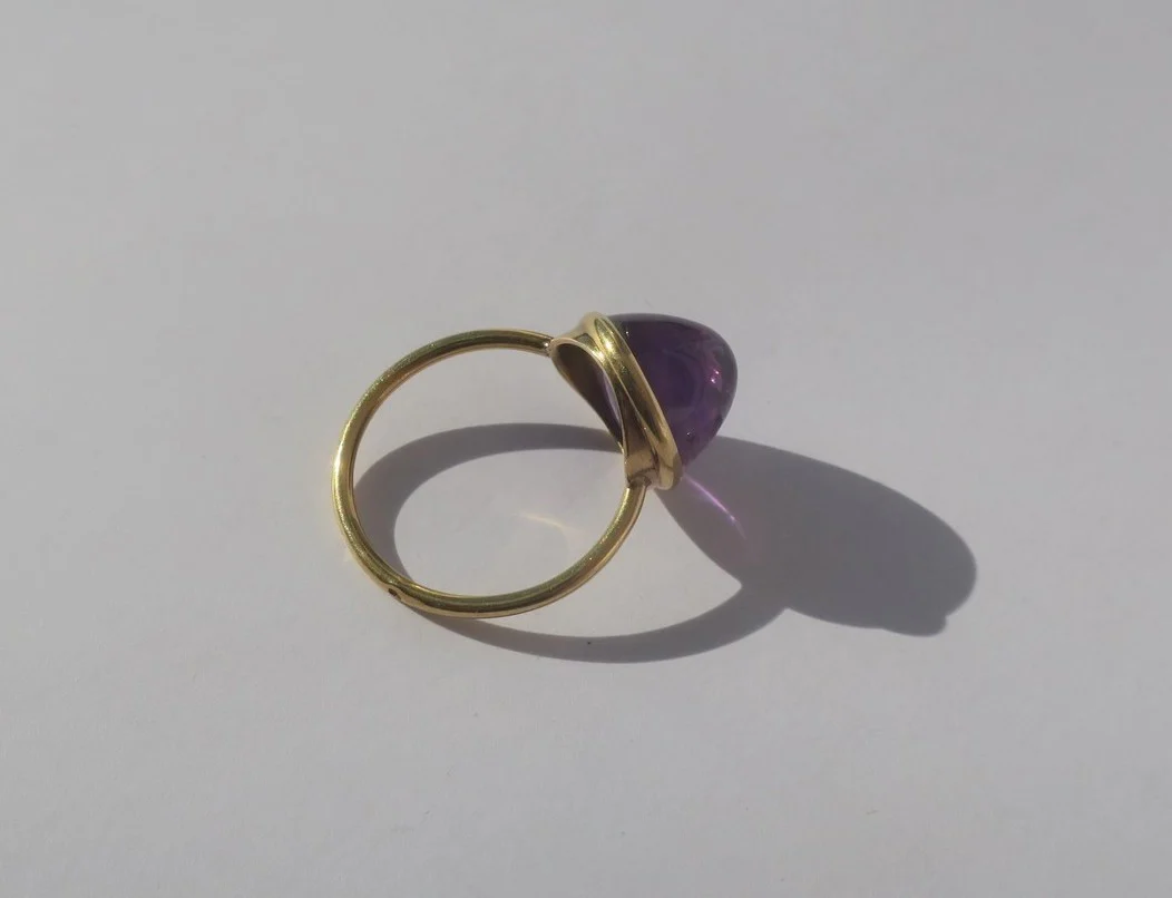 Bague Cocktail en or jaune et améthyste - Image 7