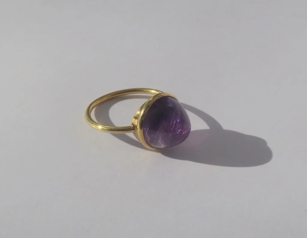 Bague Cocktail en or jaune et améthyste - Image 8