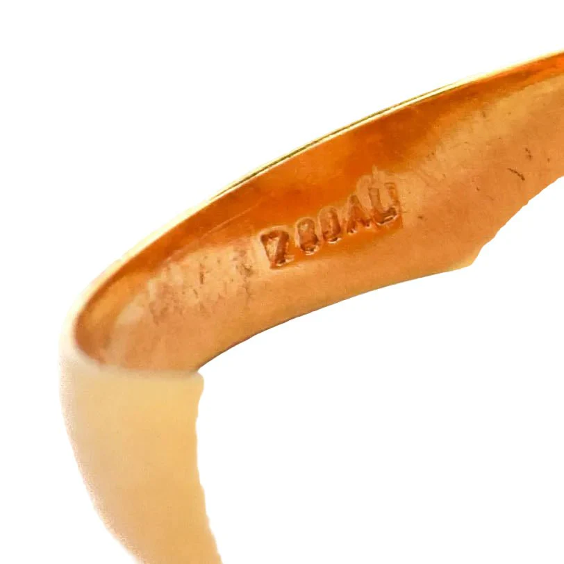 Bague Cocktail en or jaune et corail - Image 8