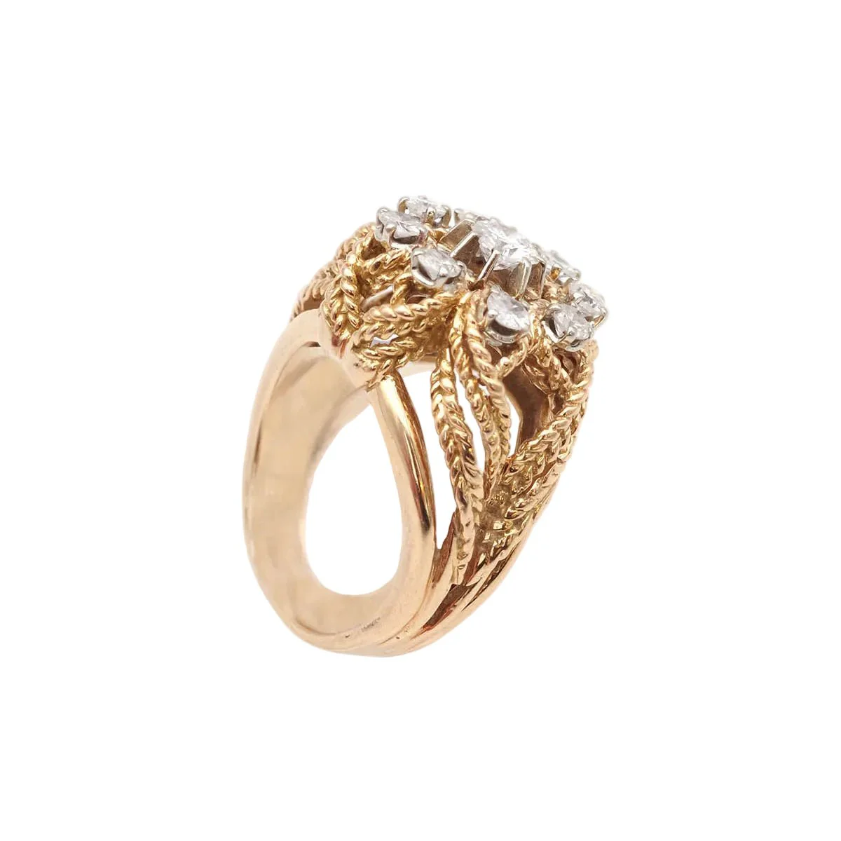 Bague Cocktail en or jaune et diamants - Image 3