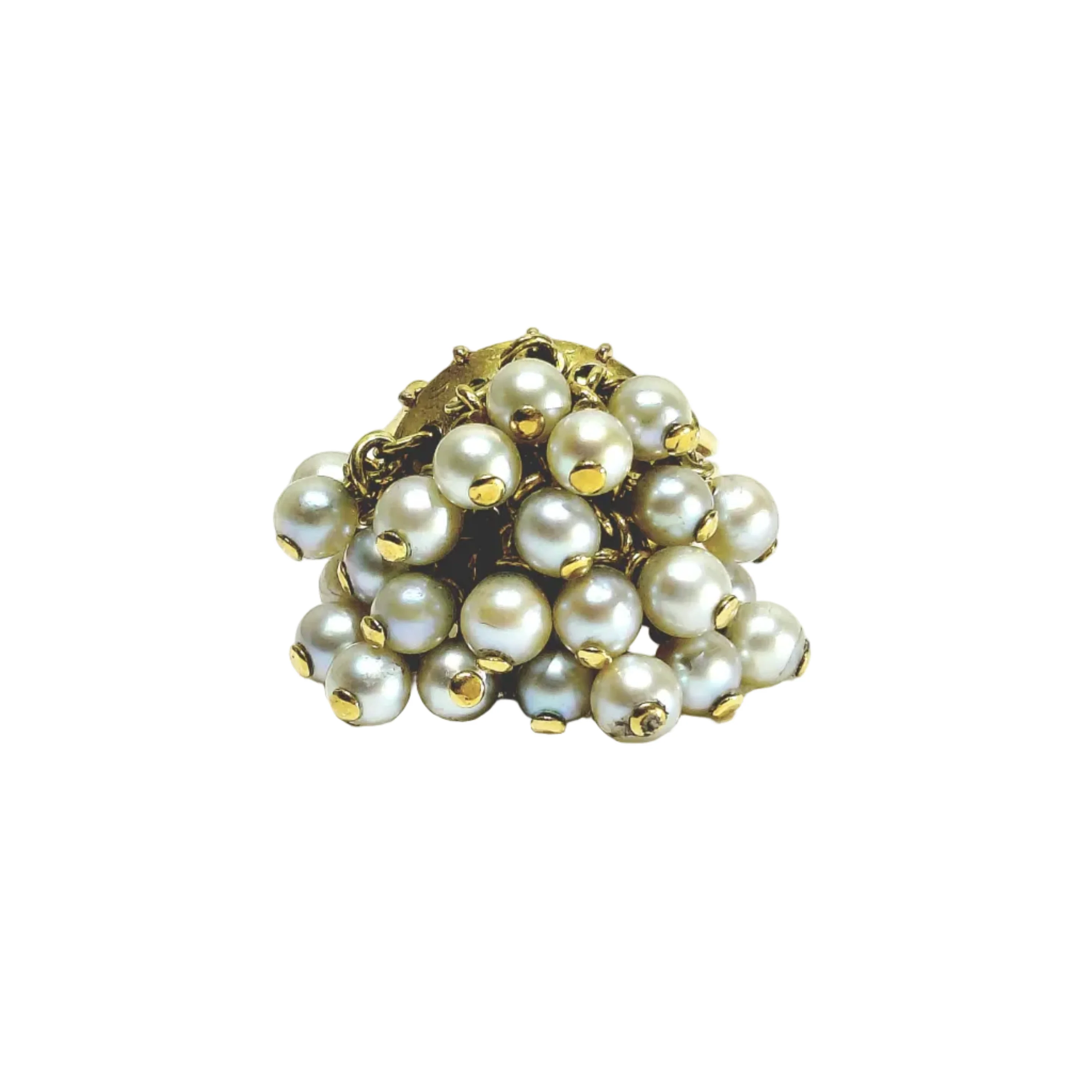 Bague Cocktail en or jaune et perles