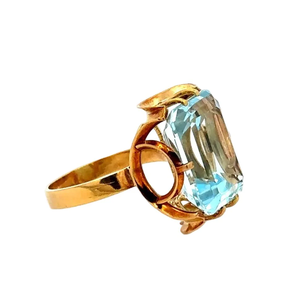 Bague Cocktail en or jaune et topaze - Image 5