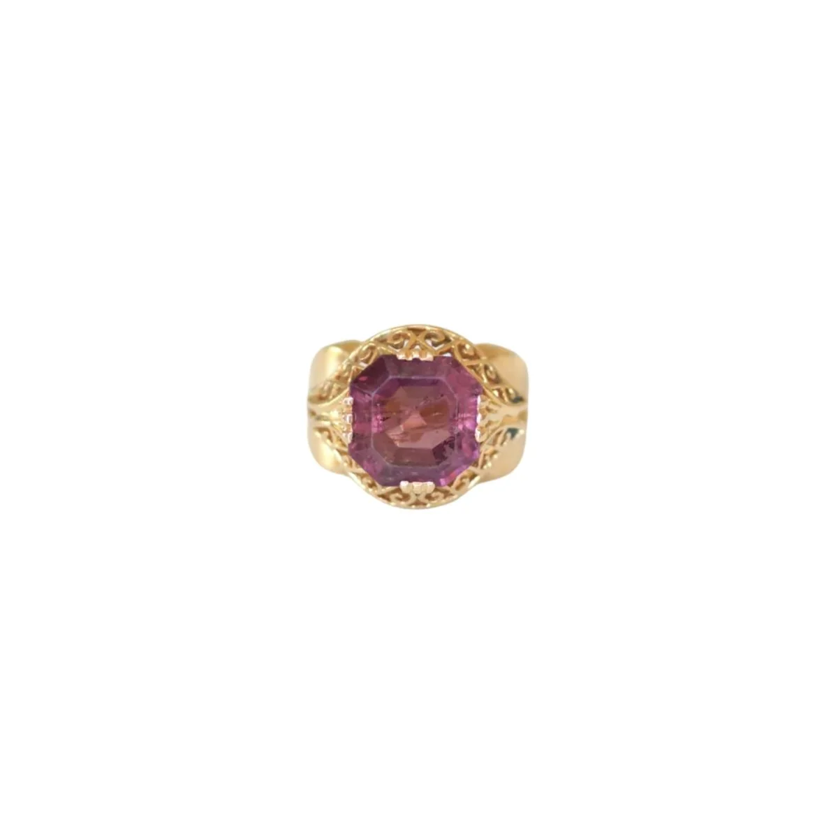 Bague Cocktail en or jaune et tourmaline rose