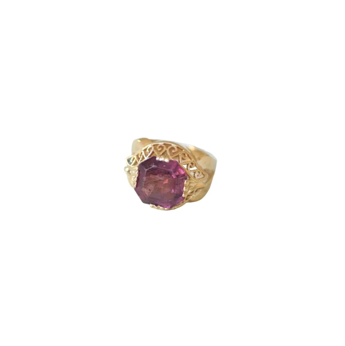 Bague Cocktail en or jaune et tourmaline rose - Image 3