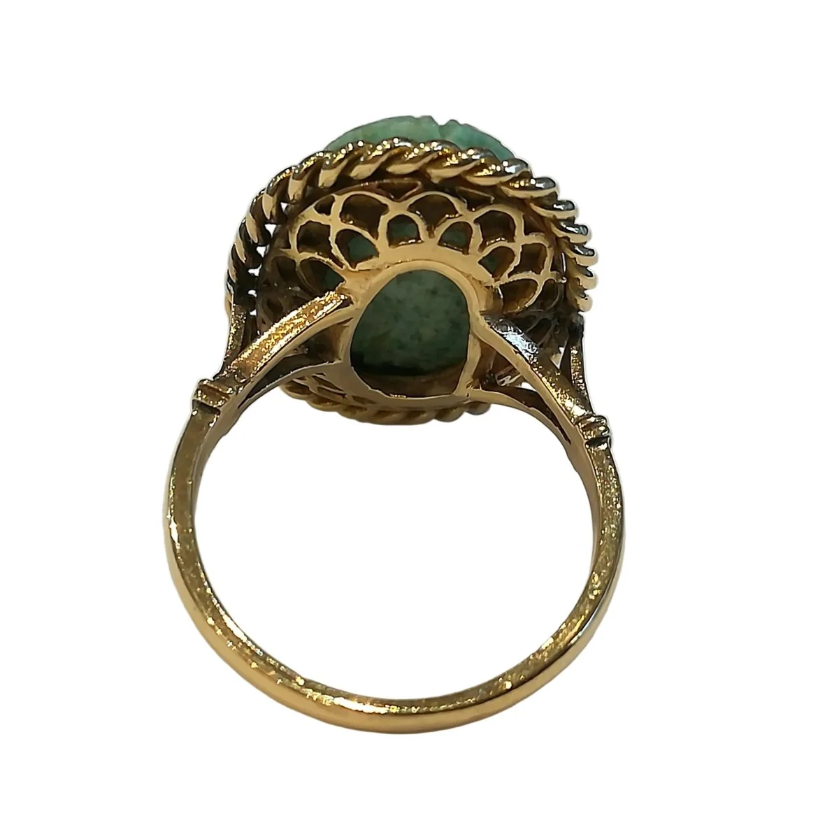 Bague Cocktail en or jaune et turquoise - Image 4