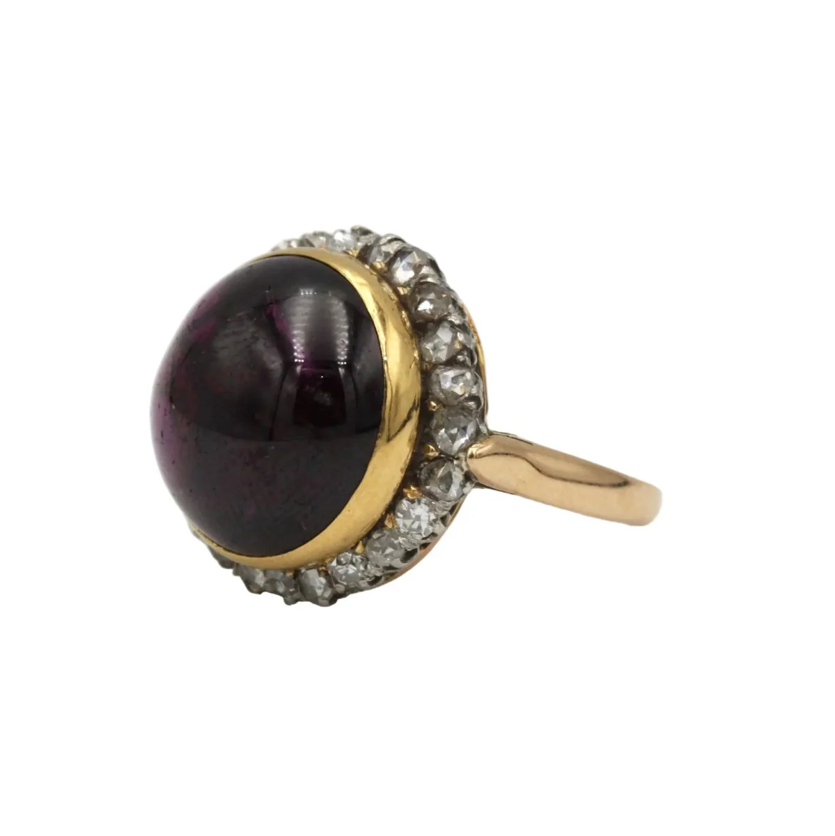 Bague Cocktail en or jaune, grenat et diamants - Image 3