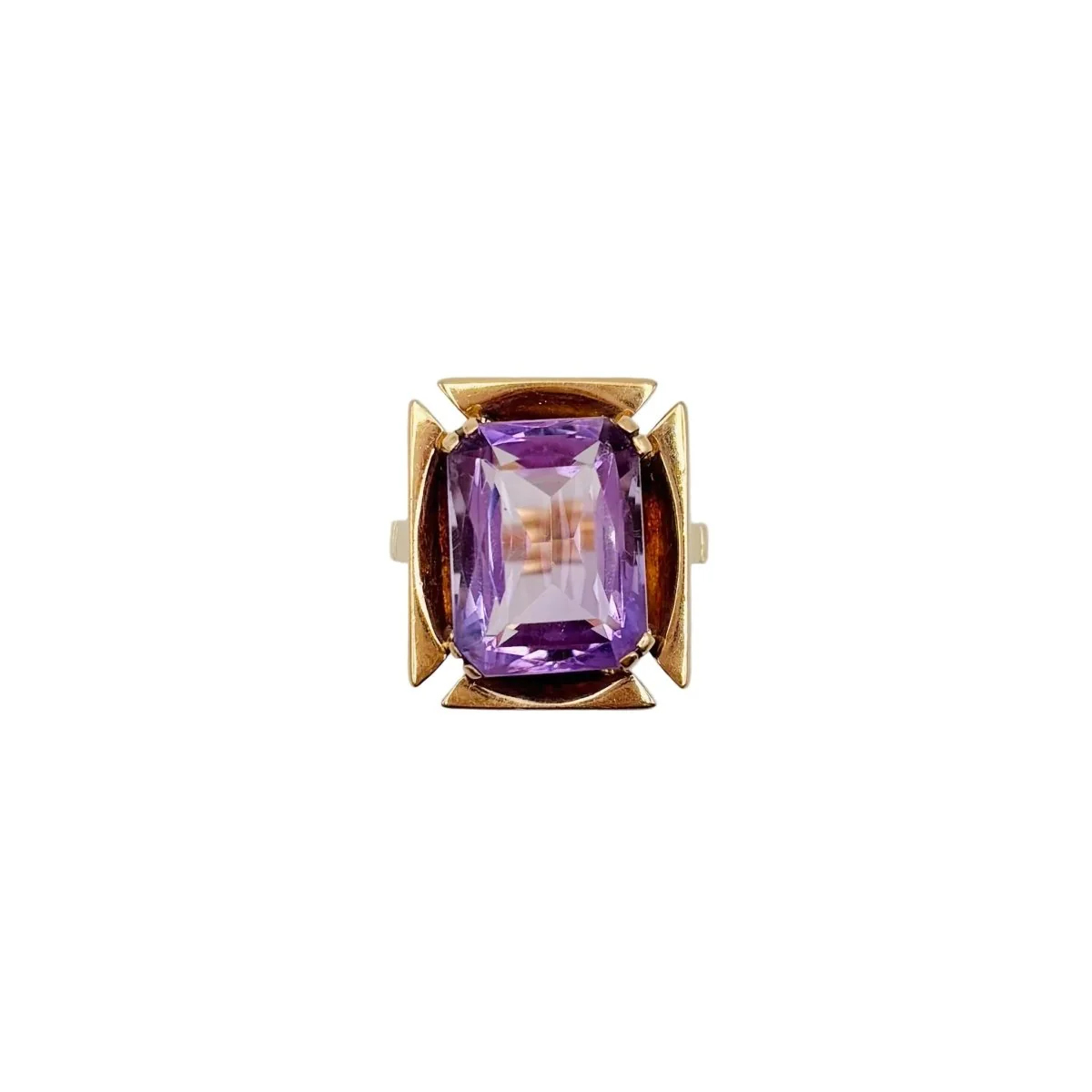Bague Cocktail en or rose et améthyste