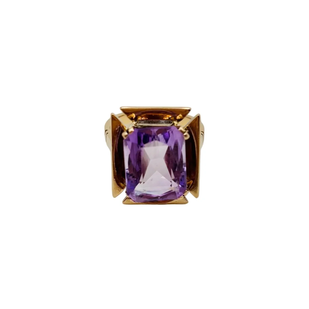 Bague Cocktail en or rose et améthyste - Image 2