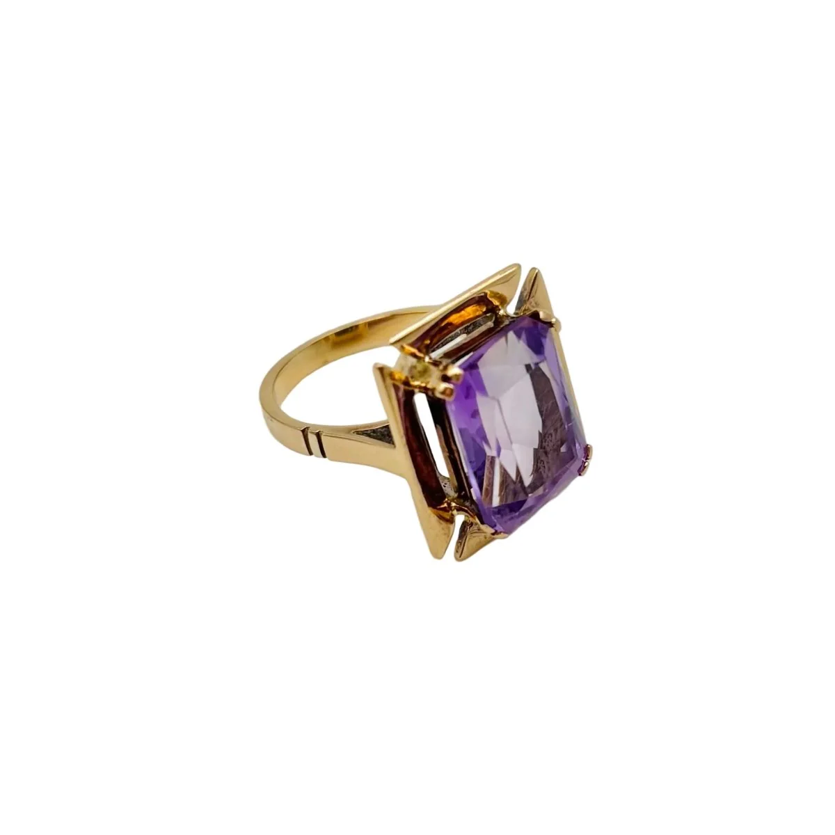Bague Cocktail en or rose et améthyste - Image 3