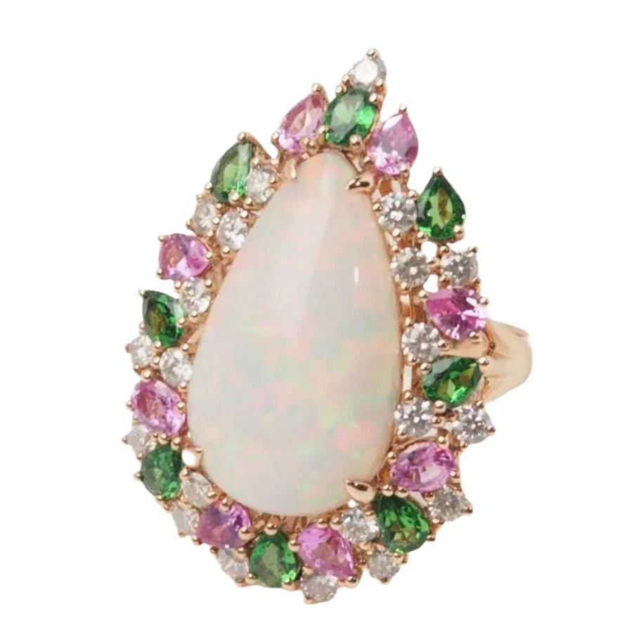 Bague Cocktail en or rose et cabochon d'opale - Image 3