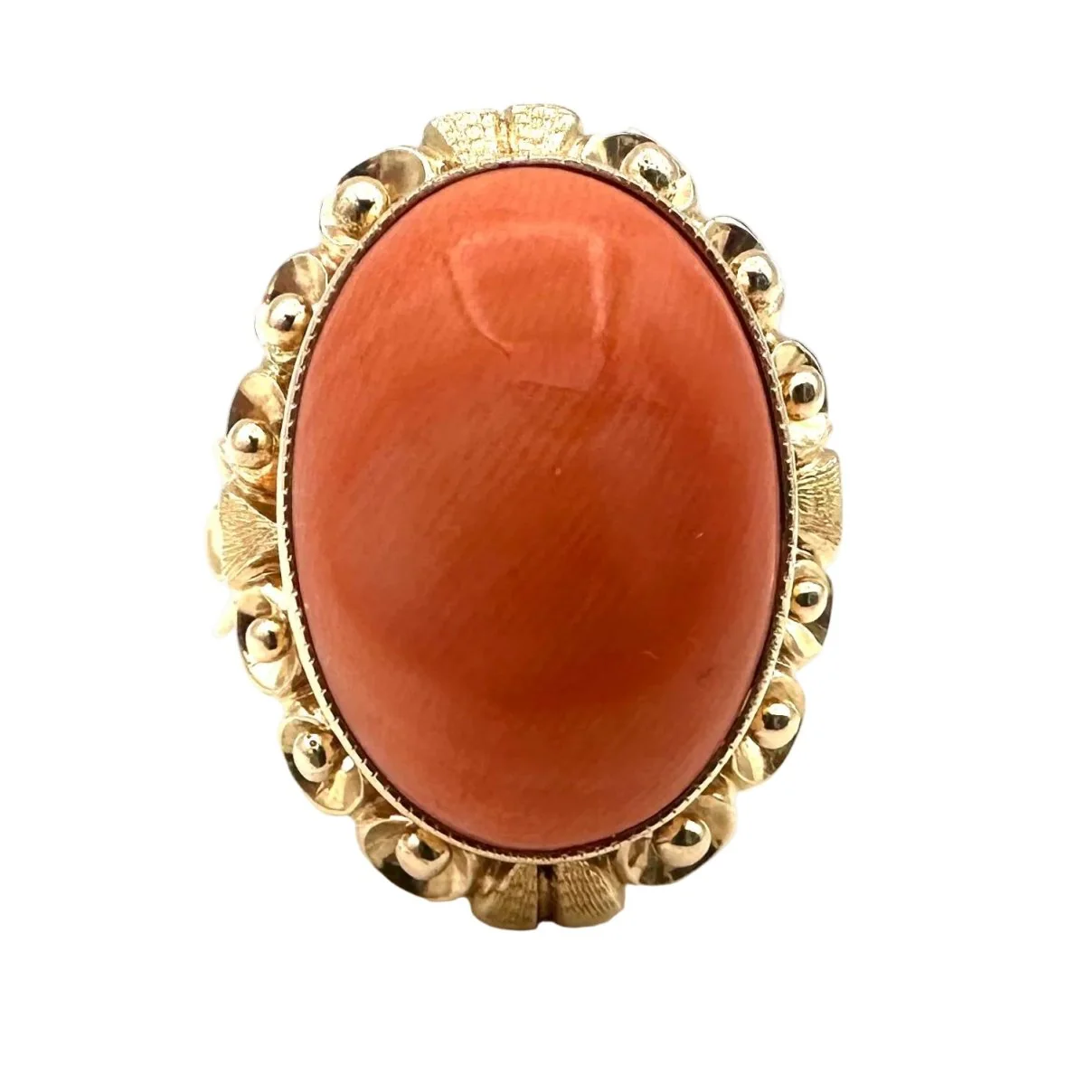 Bague Cocktail en or rose et corail