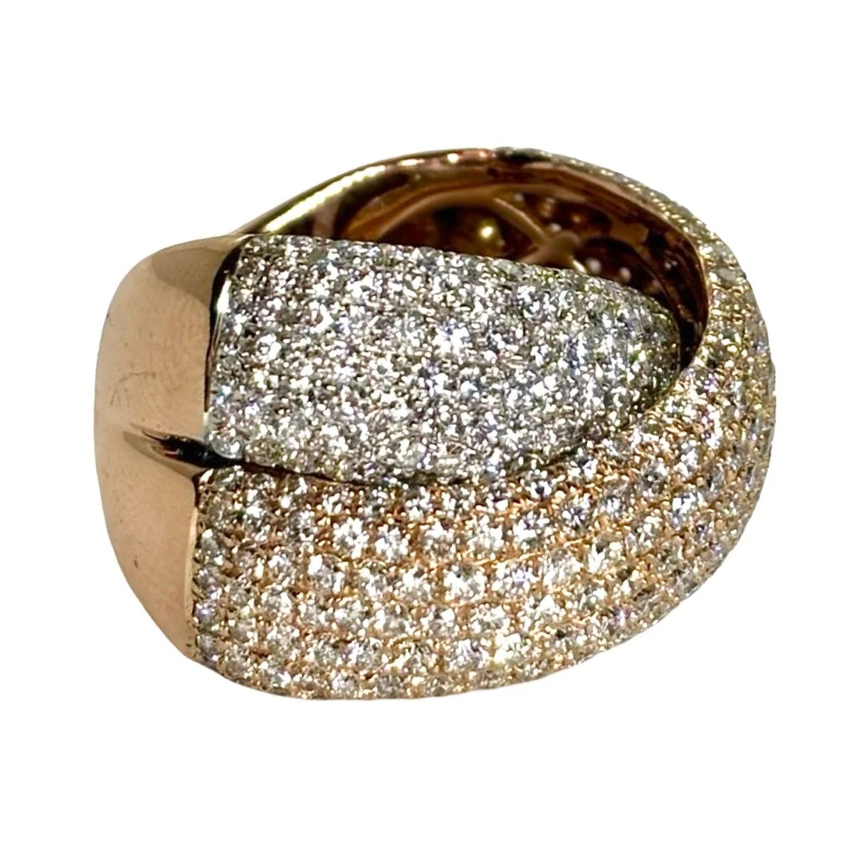 Bague Cocktail en or rose et diamants - Image 5