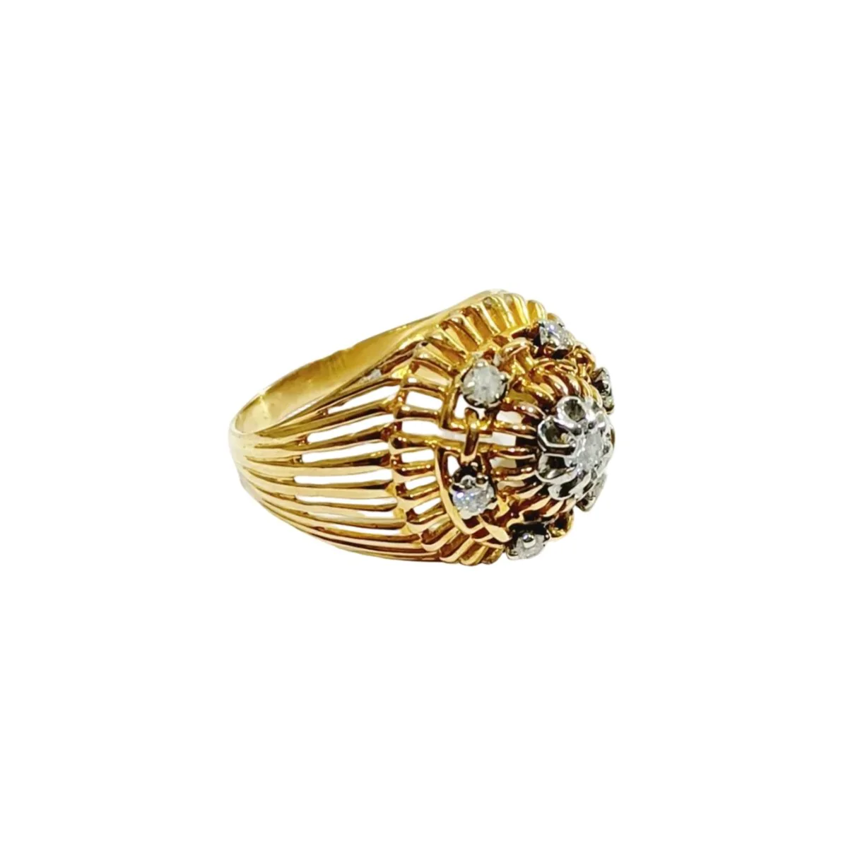 Bague Cocktail en or rose et diamants - Image 7