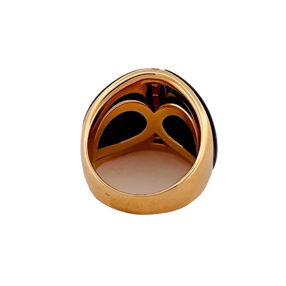 Bague cocktail en or rose, onyx et rubis - Image 4
