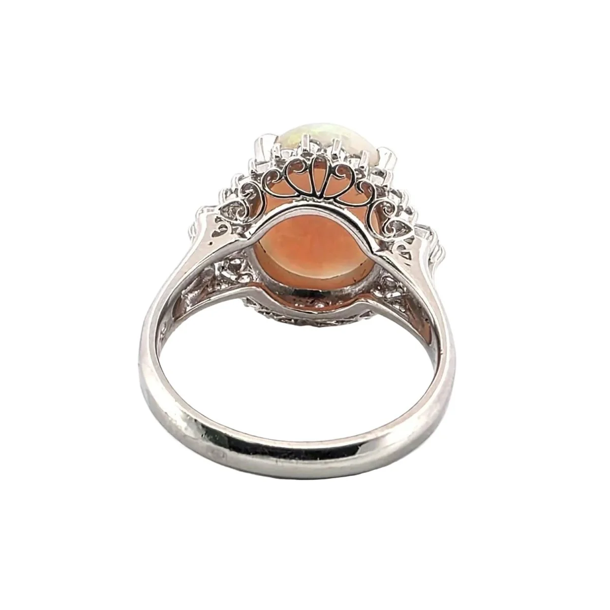 Bague Cocktail en platine, opale et diamants - Image 5