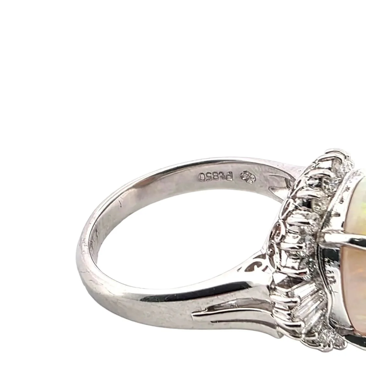 Bague Cocktail en platine, opale et diamants - Image 7