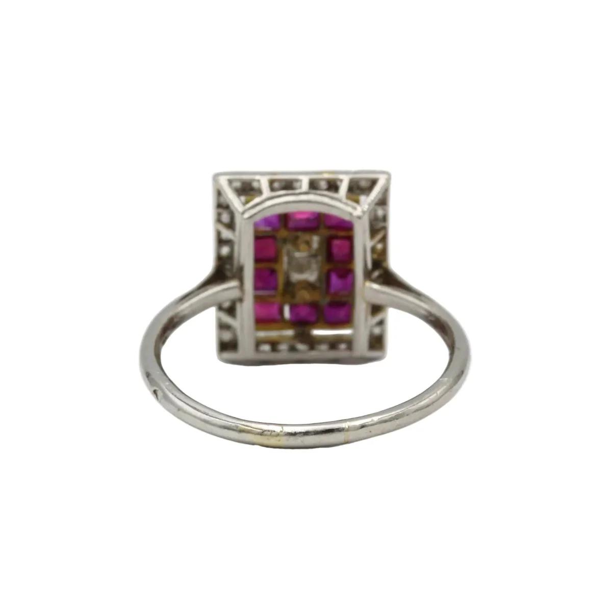 Bague Cocktail en platine, rubis et diamants - Image 5