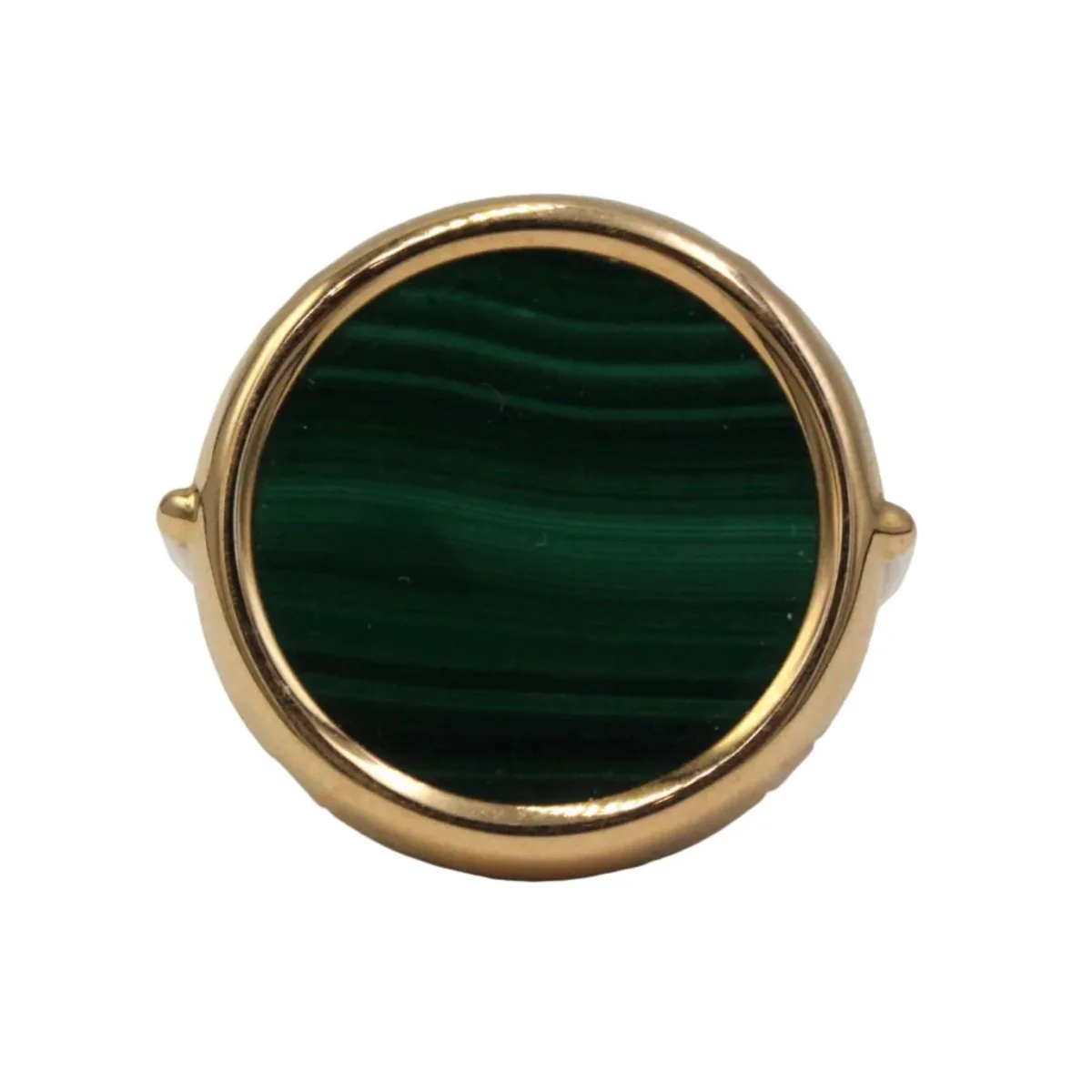 Bague Cocktail GINETTE NY "Disc Ring Ever" en or rose et malachite