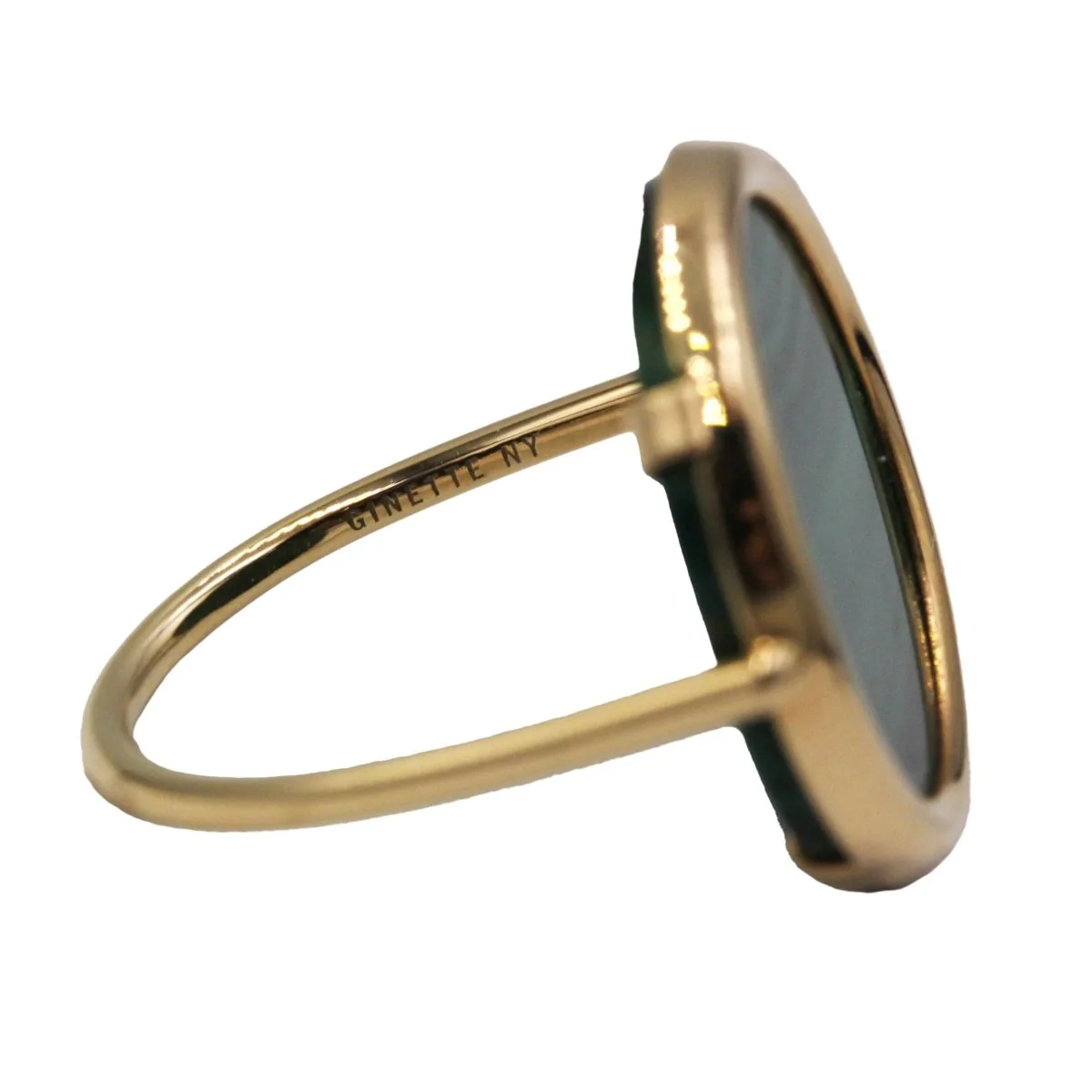 Bague Cocktail GINETTE NY "Disc Ring Ever" en or rose et malachite - Image 4