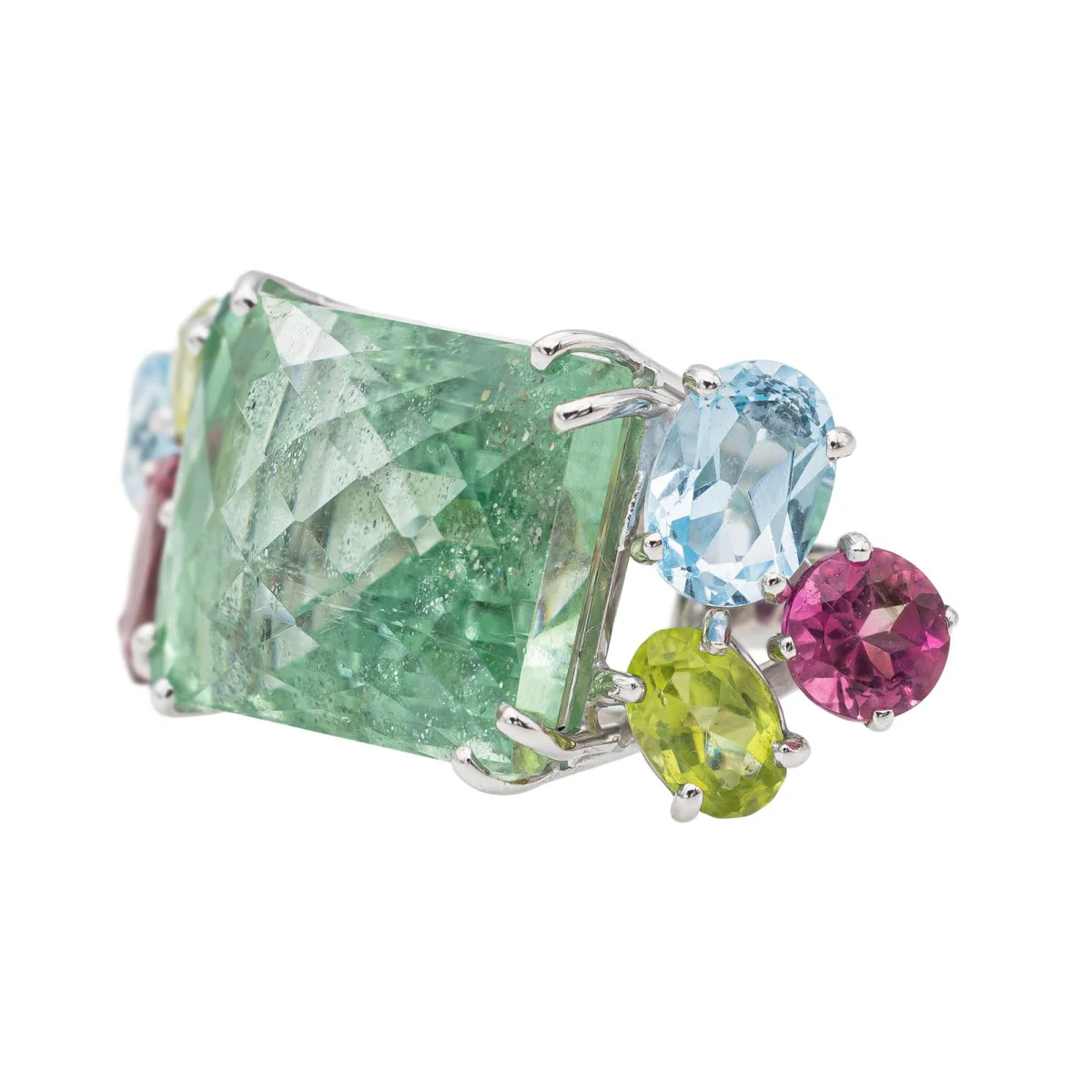 Bague Cocktail béryl et or blanc - Image 3