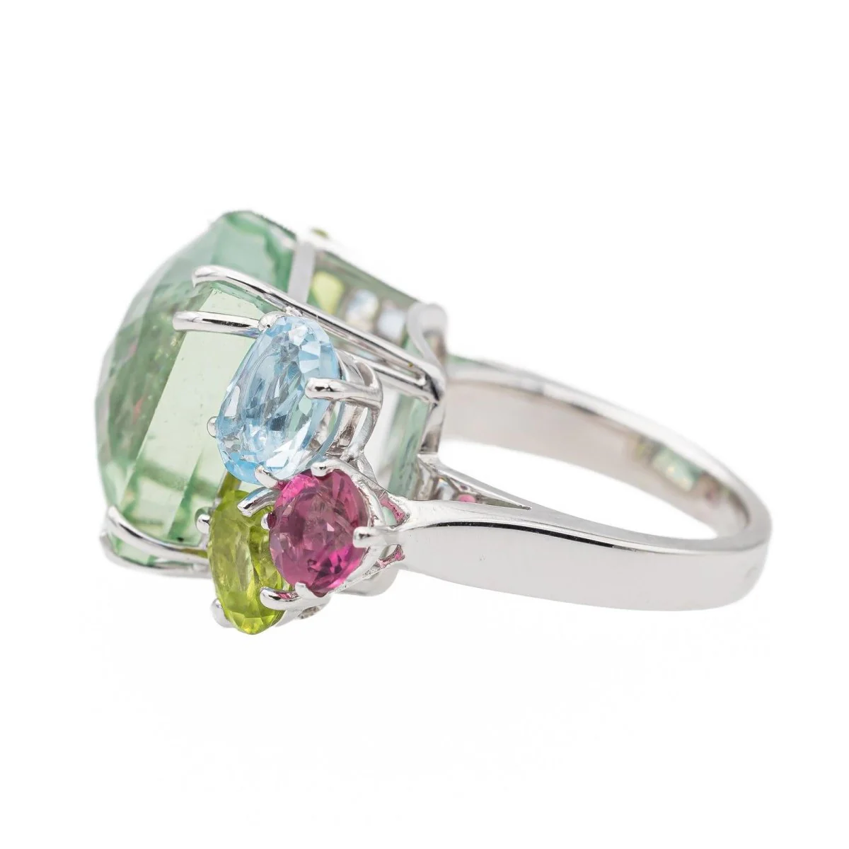 Bague Cocktail béryl et or blanc - Image 4