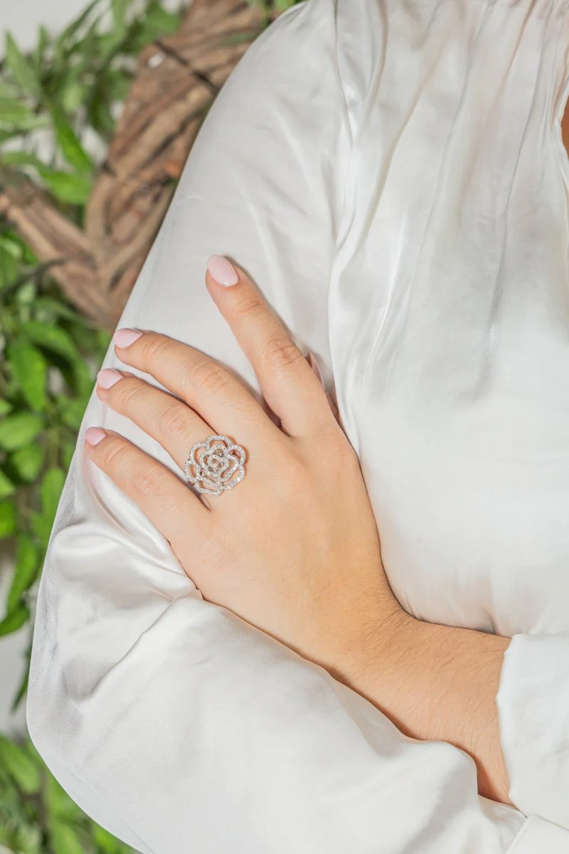Bague Cocktail Or blanc Diamant - Image 2