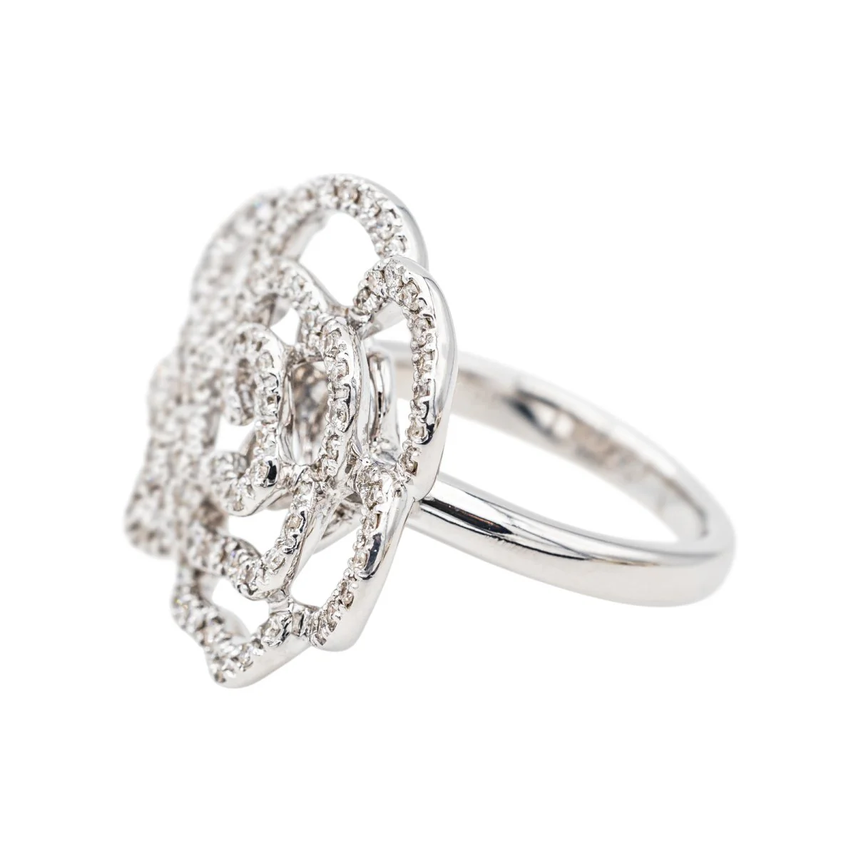 Bague Cocktail Or blanc Diamant - Image 4