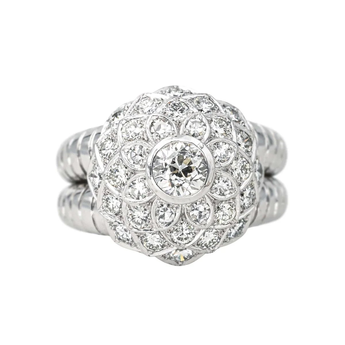 Bague Cocktail en platine et diamants