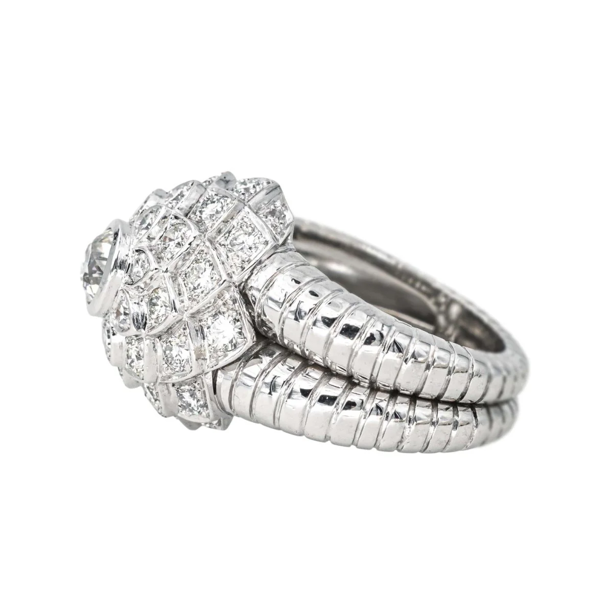 Bague Cocktail en platine et diamants - Image 4