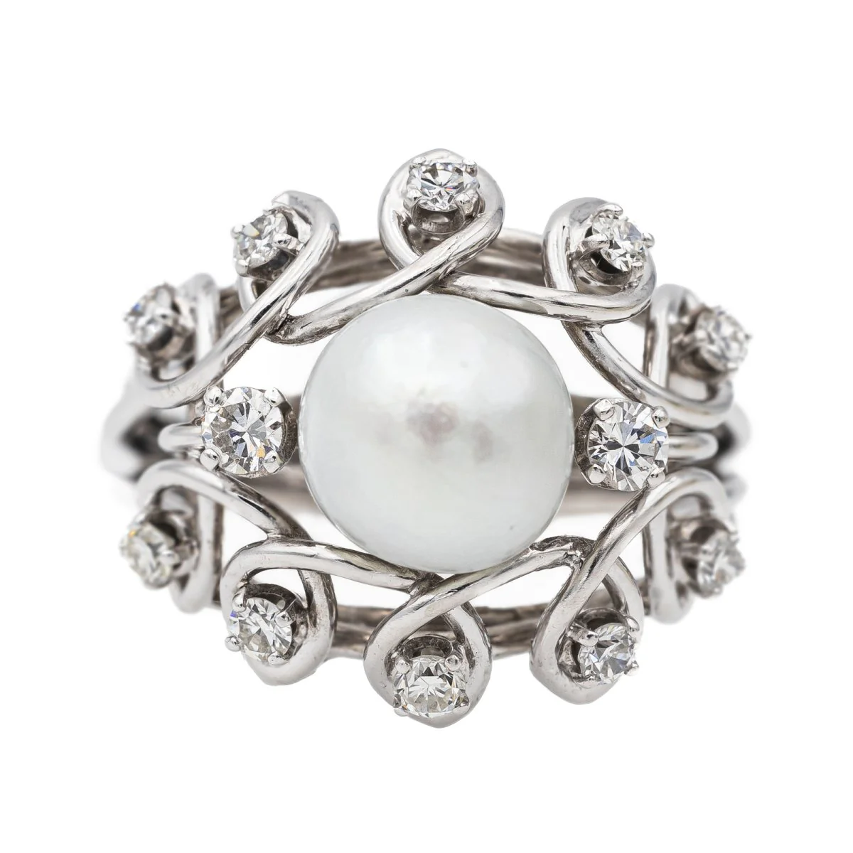 Bague Cocktail en or blanc et perle