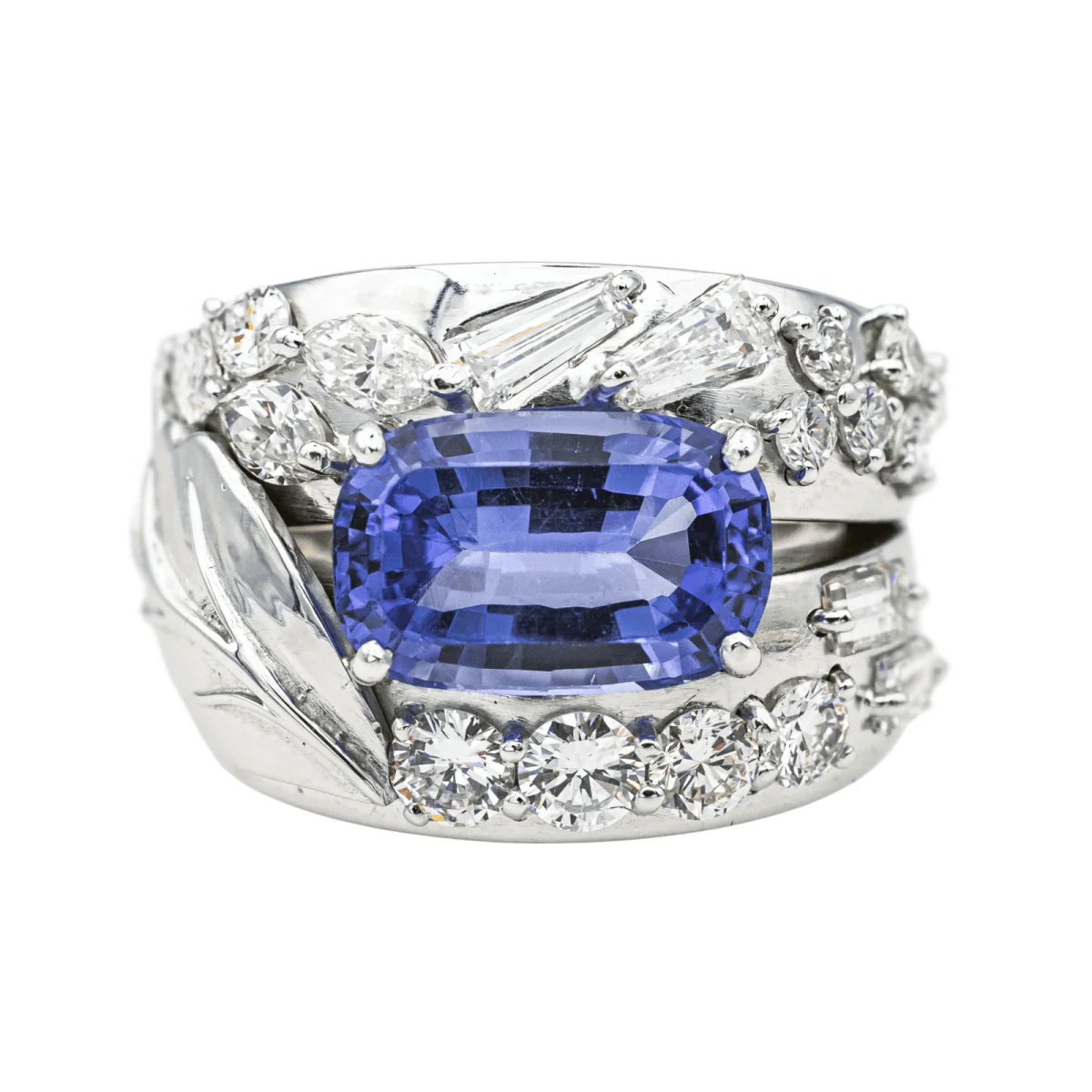 Bague Cocktail en or blanc, tanzanite et dia