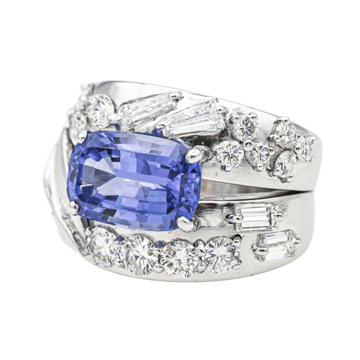 Bague Cocktail en or blanc, tanzanite et dia - Image 3