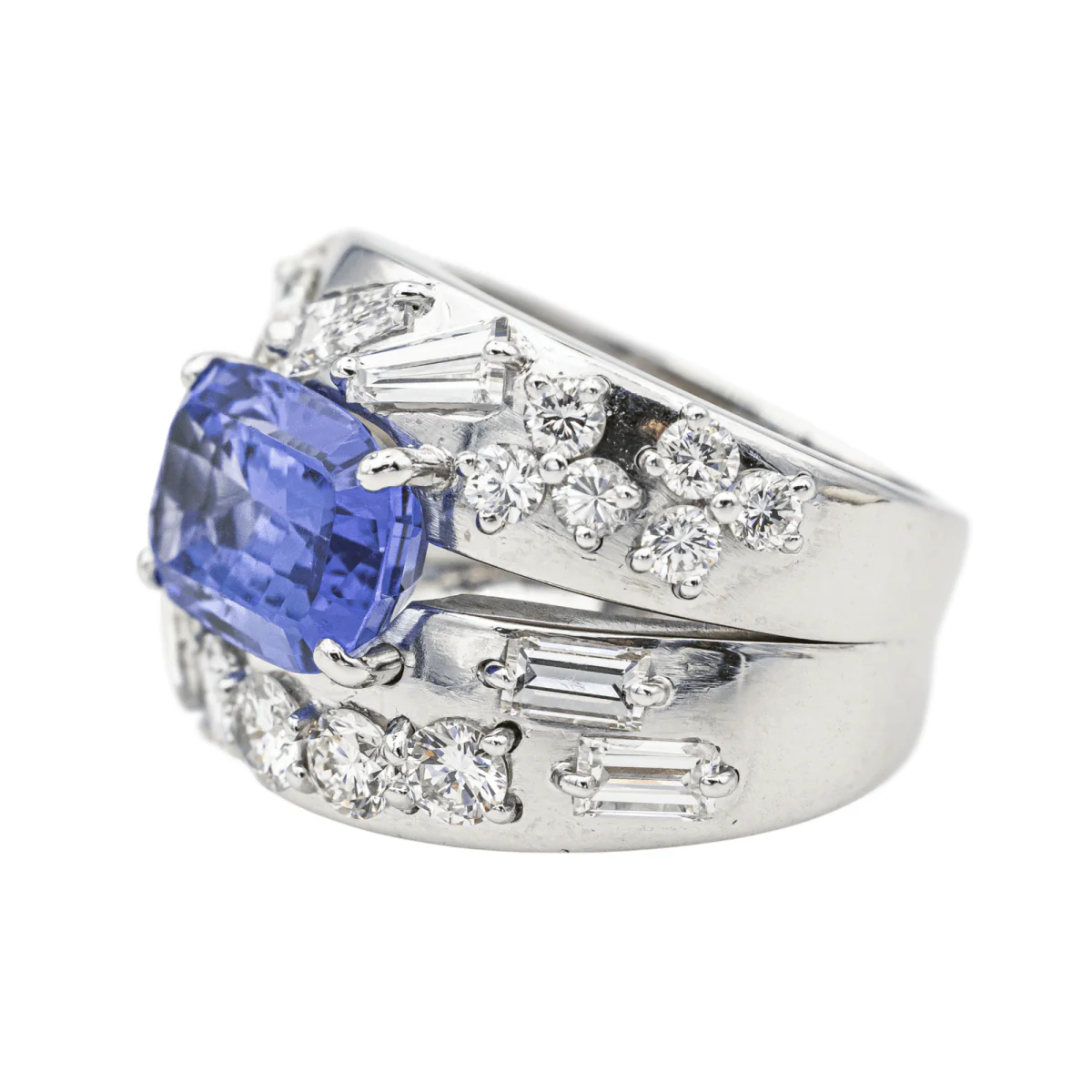 Bague Cocktail en or blanc, tanzanite et dia - Image 4