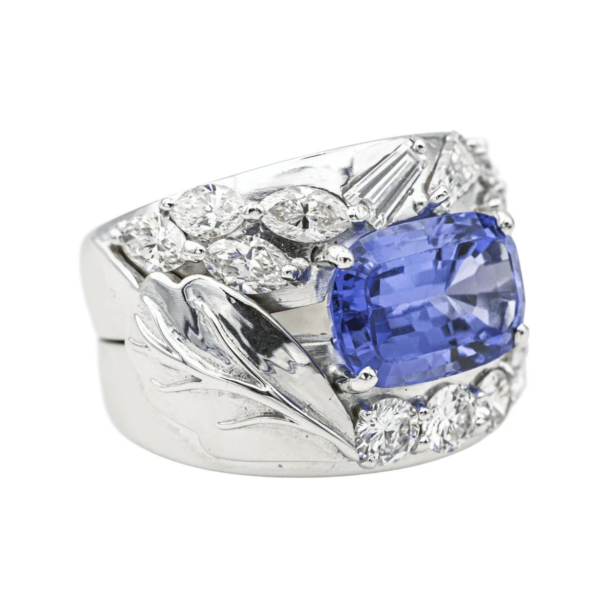 Bague Cocktail en or blanc, tanzanite et dia - Image 6
