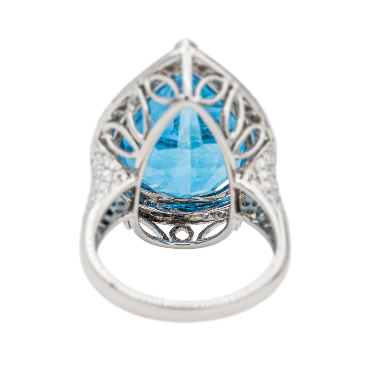 Bague Cocktail Or blanc Topaze - Image 5