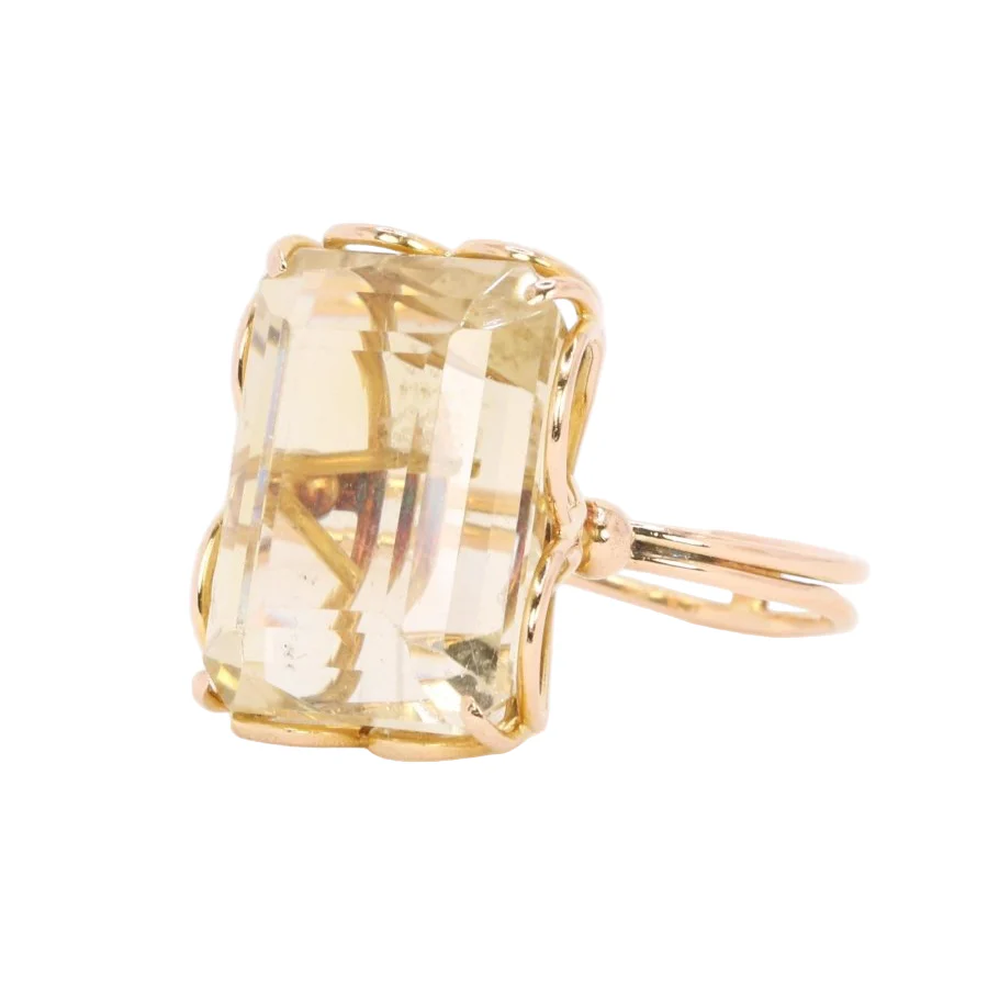 Bague Cocktail en or jaune et citrine - Image 3