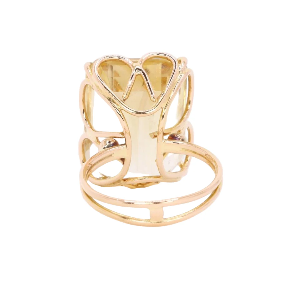 Bague Cocktail en or jaune et citrine - Image 4