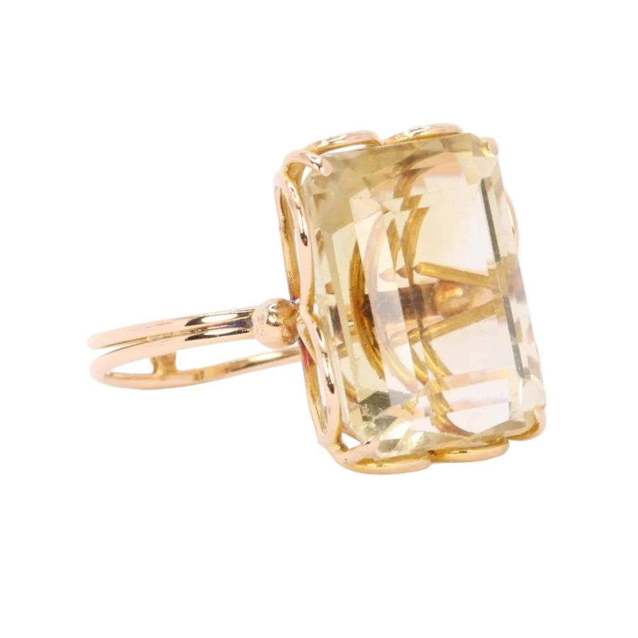 Bague Cocktail en or jaune et citrine - Image 5