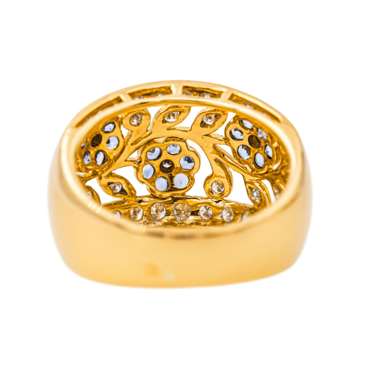 Bague Cocktail en or jaune, saphirs et diamants - Image 5