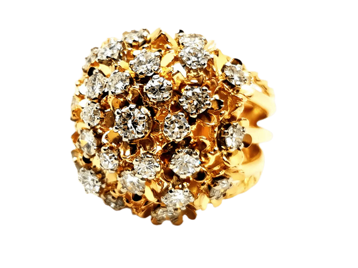Bague Cocktail en or jaune et diamant - Image 2