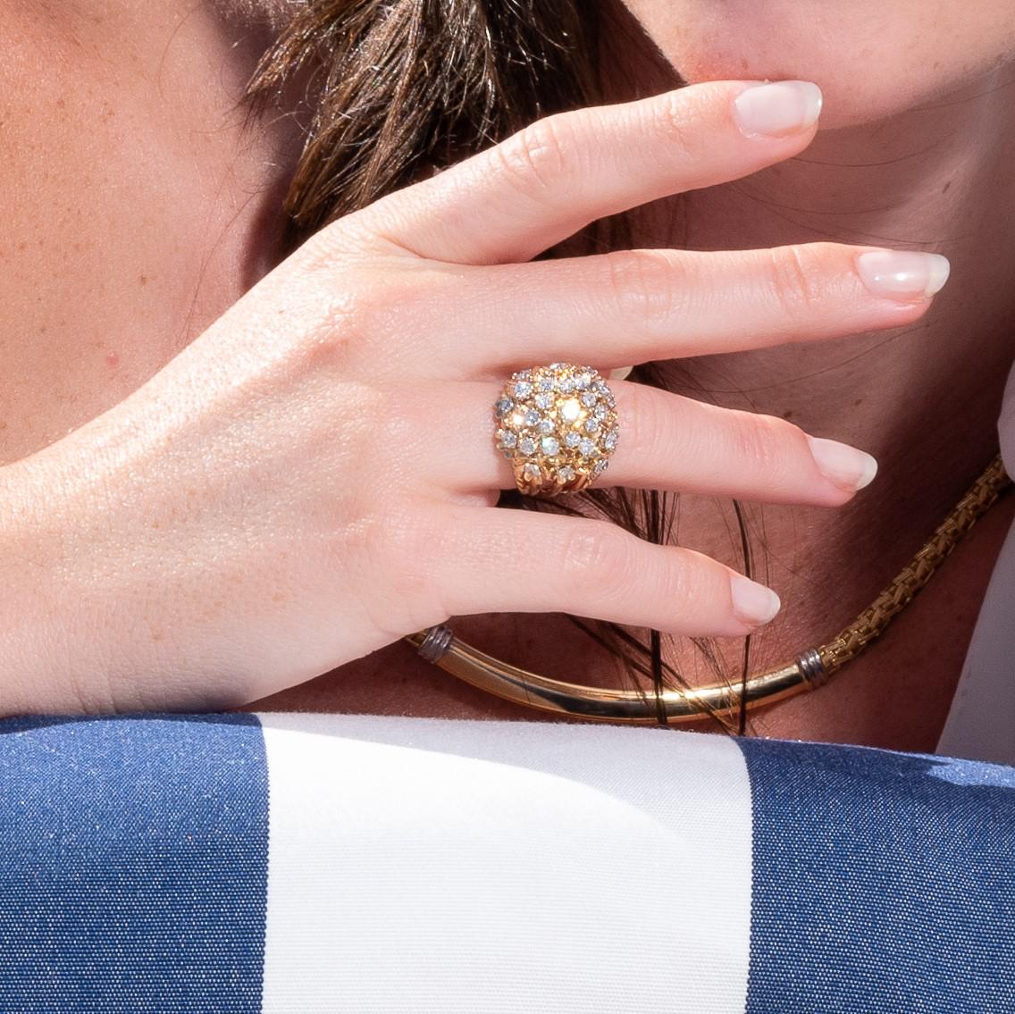 Bague Cocktail en or jaune et diamant - Image 3