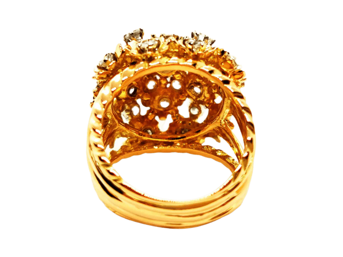Bague Cocktail en or jaune et diamant - Image 4
