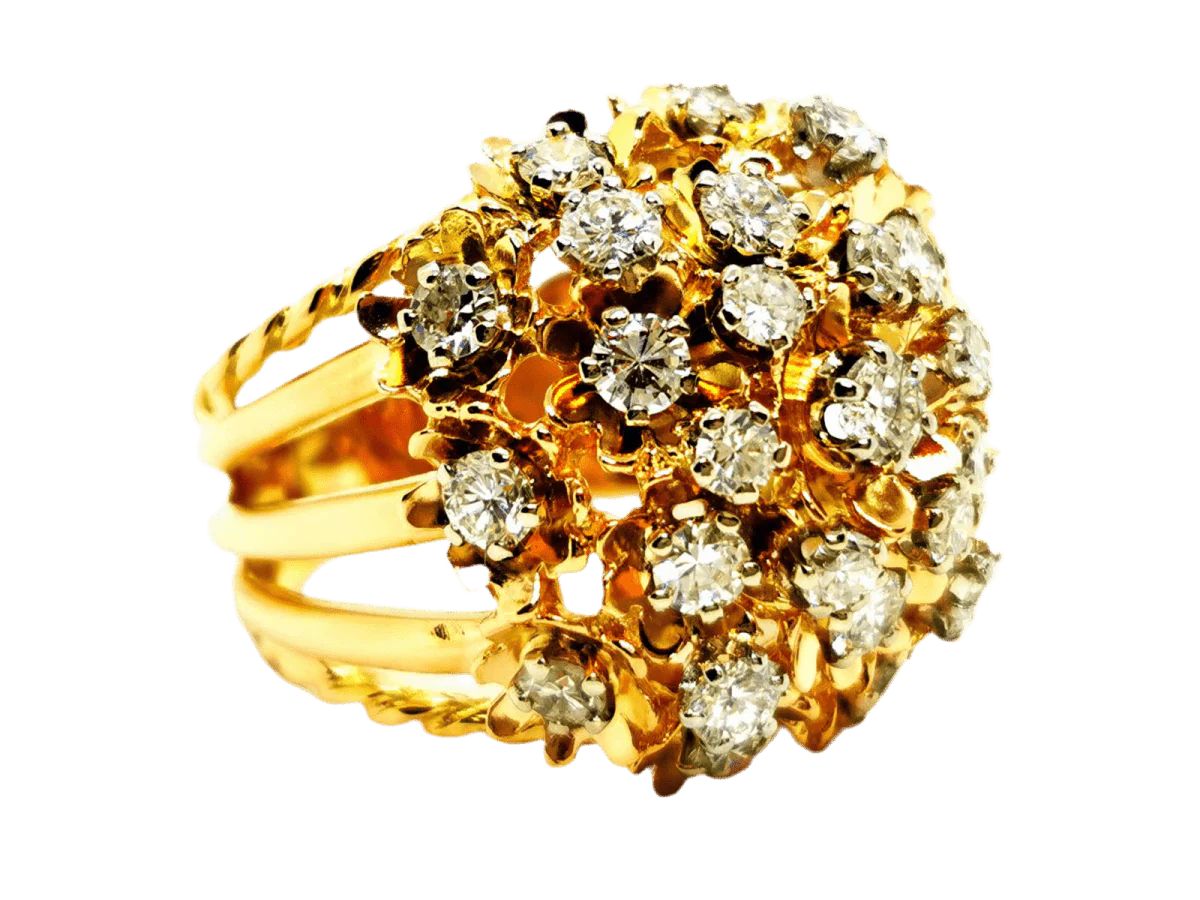 Bague Cocktail en or jaune et diamant - Image 5